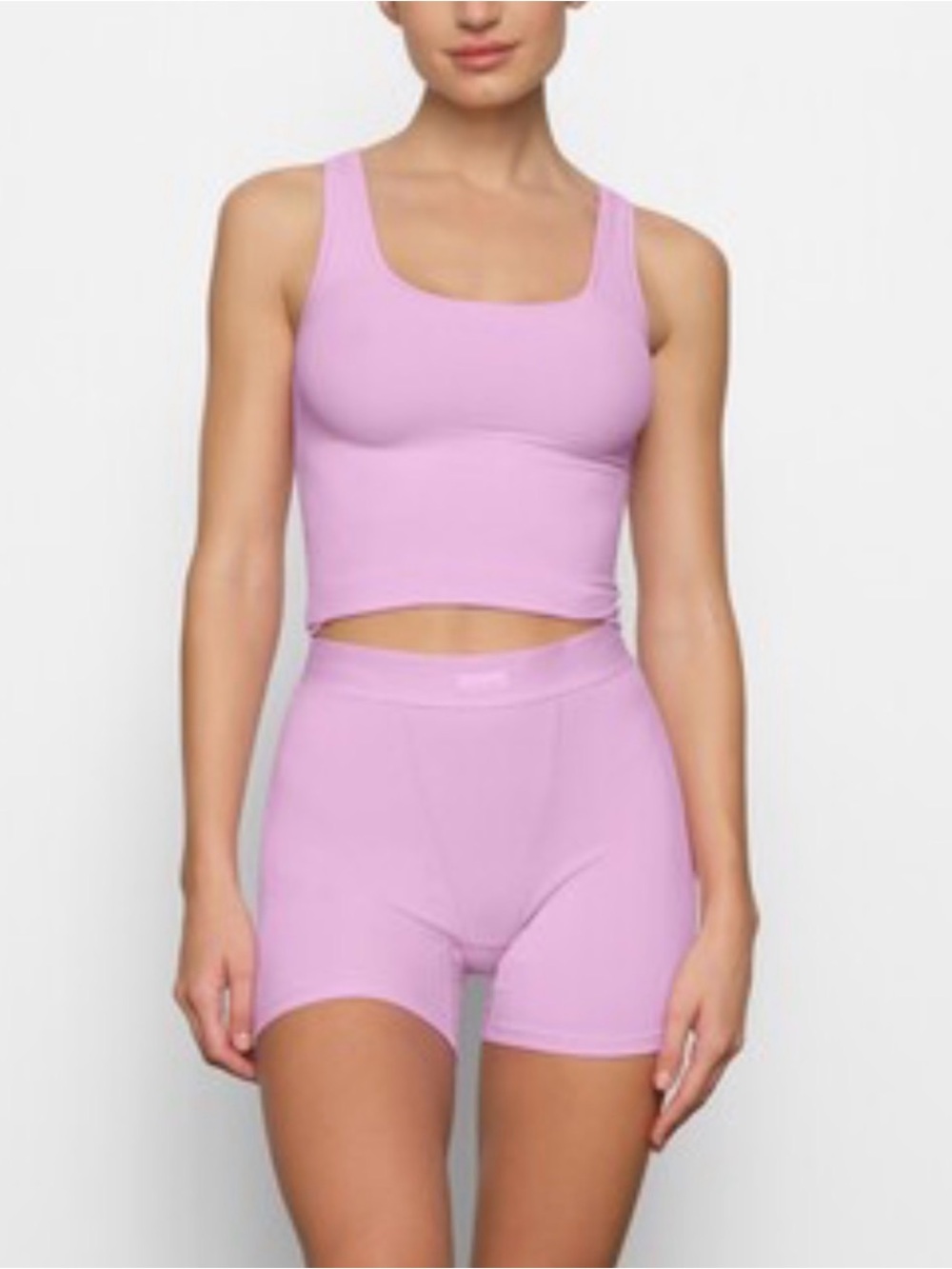 SKIMS Soft Lounge Scoop Neck Crop Tank in Petal Pink